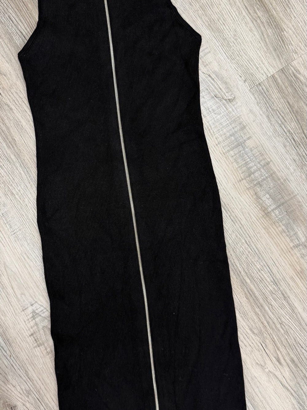 Bar III Black Ribbed Midi Dress with Center Zip